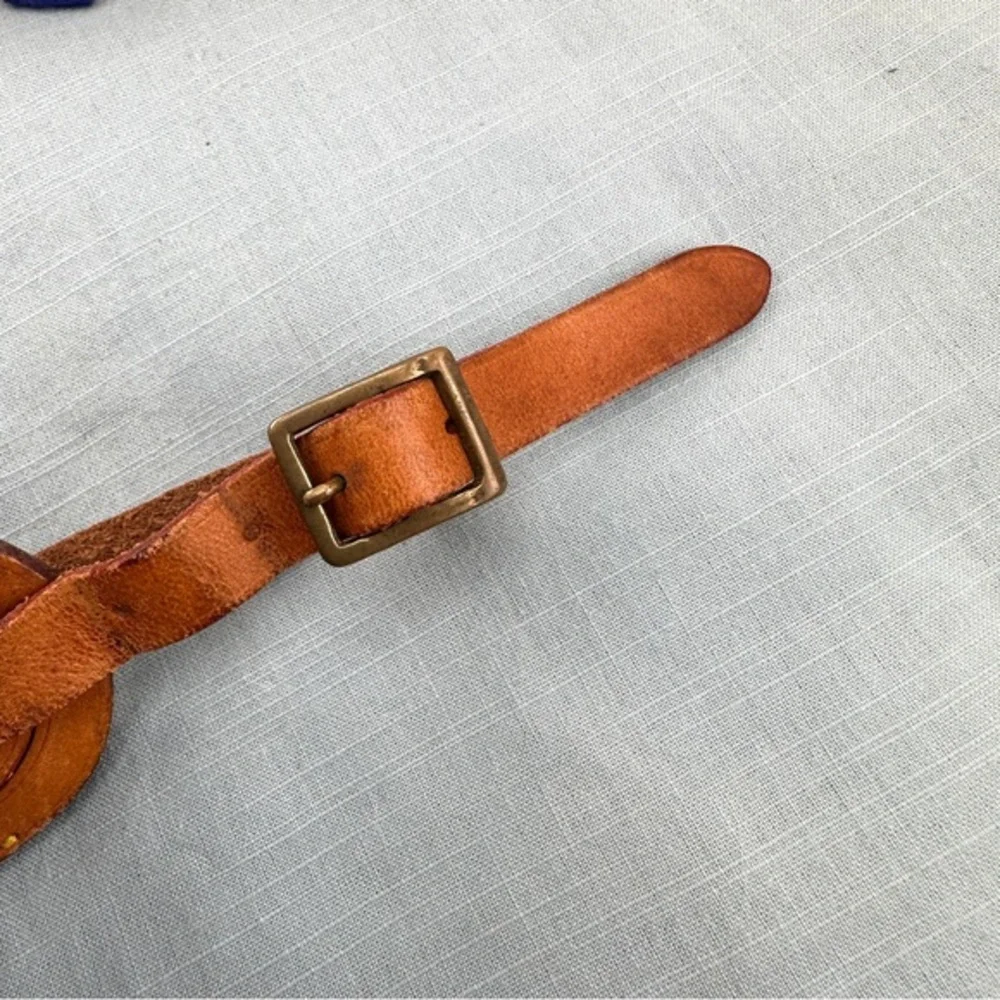 AUTHENTIC Vachetta Leather Luggage tag and loop.